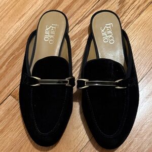 Franco Sarto PIPPA Black Mules Valet with Gold Detail Size 7M